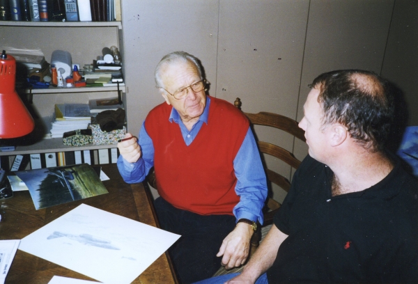 Pictured discussing the drawing <i>Kette of Swallows</i> by Graeme Lothian, 21st October 1996.