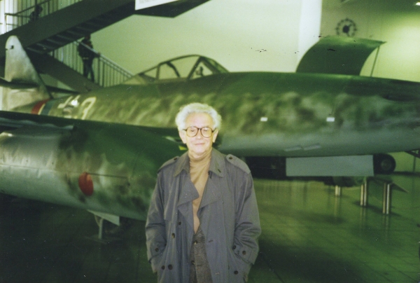 The wingman to Luftwaffe Ace Macky Steinhoff signed art prints in the 1990s when this photo was taken.